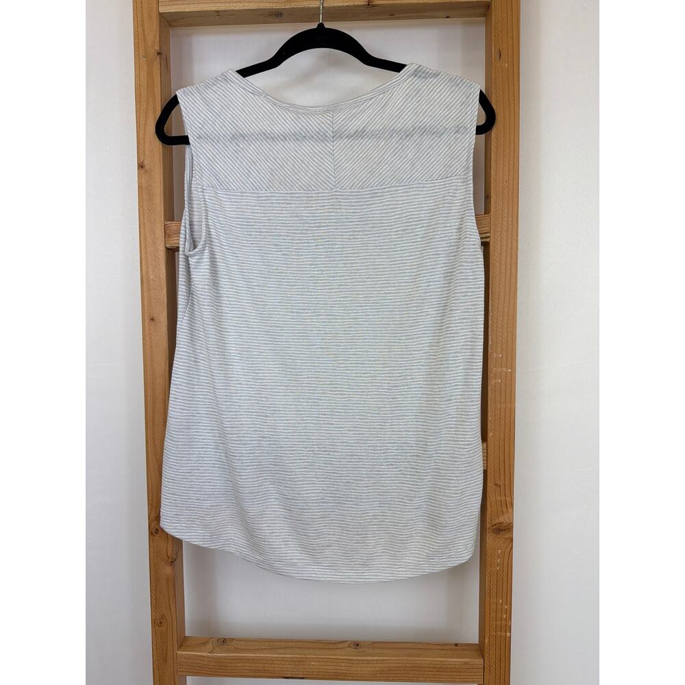 Athleta Gray & White Striped High-Low Sleeveless Tank S - Picture 3 of 6